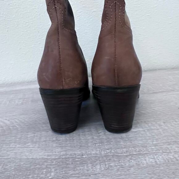 Franco Sarto Pointy Cowboy Western Block Heels Leather Boots 8M Brown Festival - Picture 5 of 9